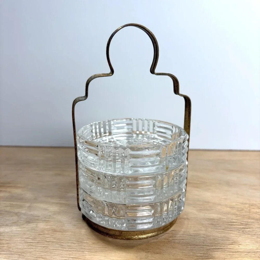 Vintage 1930s Coasters Brass Holder French Style Art Deco Era Hollywood Regency